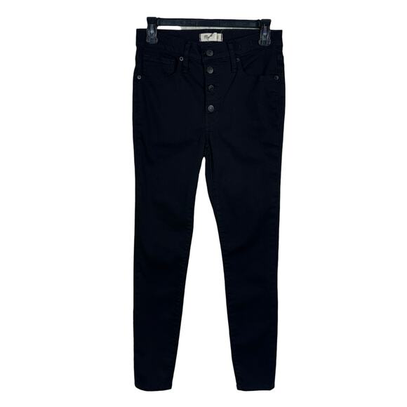 Madewell Denim - Madewell SZ 27 - 9” Skinny Jeans Mid-Rise Button-Fly Stretch Pockets Black Women